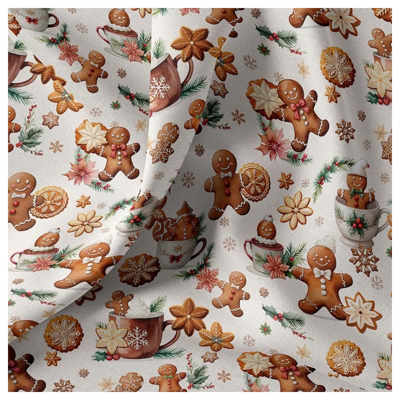 Printed Cotton COOKIES Ecru / Camel